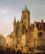 unknow artist Gent. Blick auf St. Bavo im Herzen der Altstadt